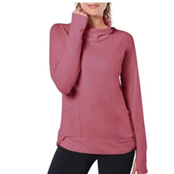 003. Yogalicious Relaxed Cross Neck Light Pink Sweatshirt Women's L - Picture 12 of 12